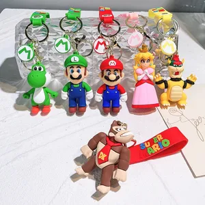 Mario Bros Mushroom 3D Cartoon PVC Keychain Custom Promotional Car Bag Decoration And Rubber Key Ring Gift