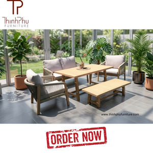 Luxury Contemporary <b>Foldable</b> Acacia Wood Eco-friendly Teak Wood Frame Outdoor Furniture Set <b>Garden</b> Sofa Dining <b>Table</b> Chair for - Product Image 2