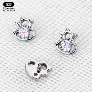 G23 Titanium Gourd Shape Earrings With White <b>Crystal</b> Prong Setting For Ear Lip Piercing Jewelry - Product Image 3