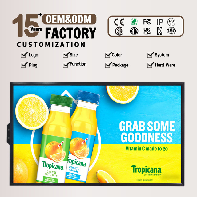 Window Advertising Display Screen Digital Signage Billboard TV Marketing Smart Black Monitor Ad Menu Board 4K Lcd Totem