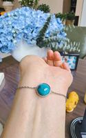 Bracelet à breloques en argent sterling 925 pour femme Moon River avec turquoise Yungaisi naturelle, style minimaliste, cadeau