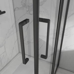 Cửa kính tắm trượt hình chữ nhật màu đen mờ cao cấp bằng thép không gỉ 304, kính cường lực, có khung cho phòng tắm - Product Image 3