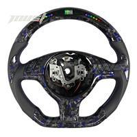 Volant en fibre de carbone forgé avec flocons bleus LED personnalisés pour BMW E39 E46 M3 M5 330i 330Ci 2001-2005, accessoires intérieurs, amélioration
