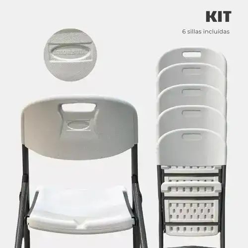 Kit 6 Shorbull White Folding Chairs