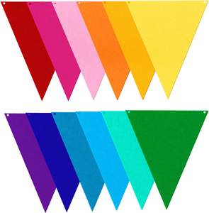 Drapeau triangulaire en feutre coloré, décoration de fête, guirlande en feutre, bannière - Product Image 2