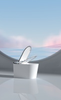 WC intelligent de luxe sans rebord, sans réservoir, avec bidet allongé, chasse d'eau automatique au pied, ouverture du couvercle, lavage à l'eau chaude, séchage, auto-nettoyant, en céramique, à poser au sol