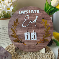 Neue Designs Eid-Geschenke Ramadan-Dekoration Rundes Schild Geschenk Ramadan-Wandkalender Holz Tage bis zum Ramadan-Kalender