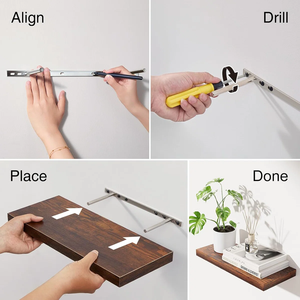 Estante rústico para decoración del Hogar, baño, dormitorio, cocina, sala <span class=keywords><strong>de</strong></span> estar, organizador <span class=keywords><strong>de</strong></span> libros, almacenamiento, estantes <span class=keywords><strong>flotantes</strong></span> montados en la pared <span class=keywords><strong>de</strong></span> <span class=keywords><strong>madera</strong></span> y Metal - Product Image 4