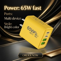Chargeur rapide PD 65W, adaptateur mural USB C, chargeur multi-ports QC3.0, 2C2A, chargeurs GaN, prise EU US, OEM ODM pour ordinateur portable, téléphone