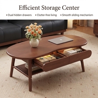 Table basse moderne en bois massif avec 2 tiroirs - Durable, écologique, facile à nettoyer, meubles de salon pour chambre à coucher, salles à manger