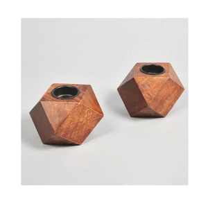 Porte-bougie en bois pour décoration de mariage, support à bougie en bois d'acacia fait à la main pour centre de table de mariage - Product Image 1