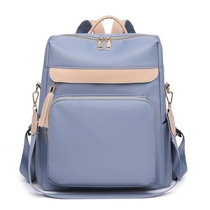 <span class=keywords><strong>Sac</strong></span> à dos en nylon avec fermeture éclair pour <span class=keywords><strong>femme</strong></span>, style simplicité urbaine, avec surpiqûres contrastées pour un look plus épuré - Product Image 5