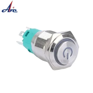 19 22mm 15A 18A 20A latch Momentary CE pushbutton on off switches Waterproof Red metal push button switch with RGB LED