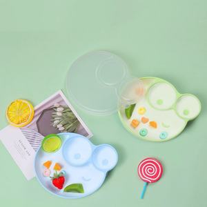 <span class=keywords><strong>Assiette</strong></span> à ventouse en silicone pour bébé, de qualité alimentaire, antidérapante, sans BPA, passe <span class=keywords><strong>au</strong></span> micro-ondes, plats divisés pour enfants, <span class=keywords><strong>assiette</strong></span> à dîner pour bébé avec couvercle - Product Image 3