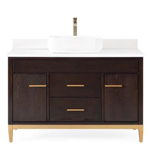 <span class=keywords><strong>Mobile</strong></span> <span class=keywords><strong>Bagno</strong></span> Moderno con Lavabo Singolo e Struttura Dorata, Top in Marmo Artificiale, <span class=keywords><strong>Mobile</strong></span> da <span class=keywords><strong>Bagno</strong></span> da 48 Pollici - Product Image 5