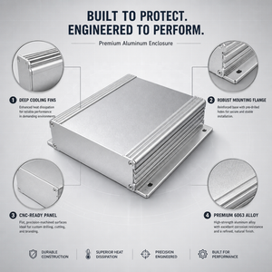 Caja de Aluminio Extruido Anodizado Personalizada para Disipador de Calor, Caja de Proyectos de Aluminio Extruido con Fresado CNC para PCB y Baterías - Product Image 4