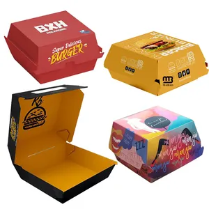汉堡架开放式立方体可持续餐厅快餐包装用品定制鸡肉多哥外卖外卖汉堡盒