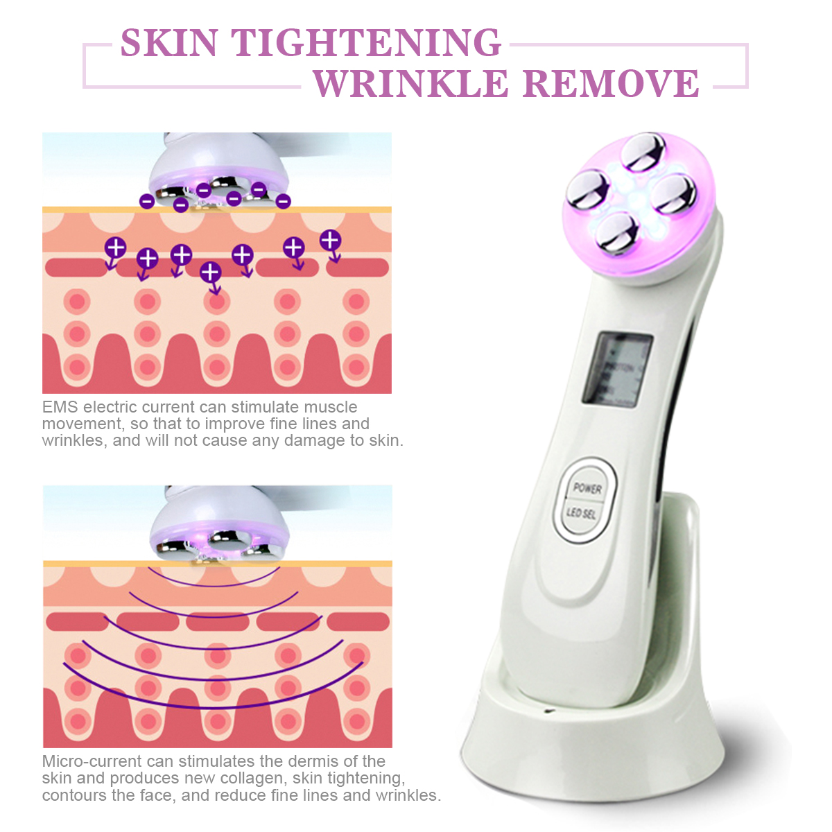 Radio Frequency Facial LED Photon Skin Care Device Face Lifting Tighten Wrinkle Removal Eye Care RF Skin Tightening Mach