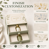 Boîte coulissante double tiroir personnalisable en gros avec gaufrage, pelliculage mat et doublure en éponge pour emballage d'huiles essentielles et de parfums