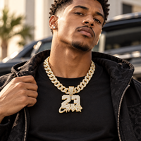 Pendentif étoile numéro 23, chaîne cubaine, fermoir boîte, style hip-hop streetwear, bijoux de mode pour hommes, vente en gros, collier pour hommes