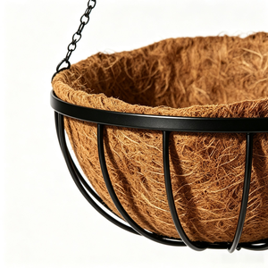 Cesta Colgante Redonda de Hierro Negra Vintage con Revestimiento de <span class=keywords><strong>Coco</strong></span> y PE, Antioxidante, Resistente a la Intemperie, de Alta Resistencia, para Hogar, Jardín, Patio, Venta al por Mayor, OEM - Product Image 6