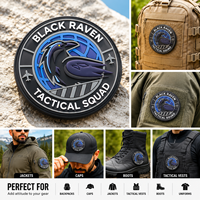 Patch PVC 3D personnalisé Raven, badge en caoutchouc en relief, patch logo imperméable pour vestes, chapeaux, sacs, sacs à dos, vêtements, décoration extérieure