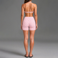 Nouvelle Arrivée - Ensembles 3 Pièces à Pois pour Femme : Tenues de Sport Sexy avec Soutien-Gorge Halter, Legging Capri et Short Athlétique pour la Course et l'Entraînement