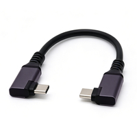 Câble USB-C court coaxial à 90 degrés, en alliage d'aluminium avec gaine en PVC, 10G 100W 5A, charge rapide pour VR, Smart TV, tablette, téléphone portable