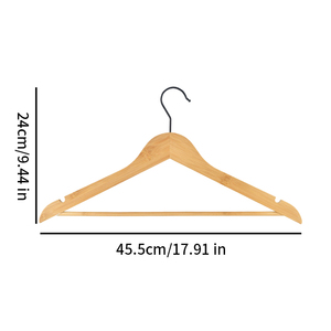 Cintres à vêtements en bambou massif <span class=keywords><strong>de</strong></span> qualité supérieure, robustes, <span class=keywords><strong>pour</strong></span> manteaux, vestes, pulls, avec crochet pivotant noir - Product Image 3