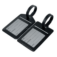 Étiquette de bagage personnalisée en cuir PU noir, logo imprimé sur mesure, étiquette rectangulaire par sublimation, alphabet tendance