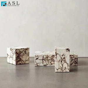 Base de Mármol de Lujo, Cubo Cuadrado de Mármol Calacatta Viola para <span class=keywords><strong>Mesa</strong></span> de Centro de Salón - Product Image 3