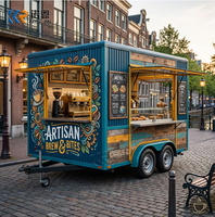 Camion de restauration professionnel robuste pour événements extérieurs, spécialités de poisson et frites, kiosque à fruits de mer