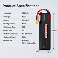 Paket Baterai Drone OEM High Density High Capacity Semi-solid State 8000mah 4S 15.2V Tegangan Tinggi untuk Pesawat UAS UAV VTOL Drone