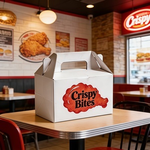 Nuevo diseño para llevar, piezas de <span class=keywords><strong>pollo</strong></span> frito coreano, caja de embalaje de comida rápida frita, contenedor de comida rápida, fiambrera de papel, biodegradable - Product Image 1