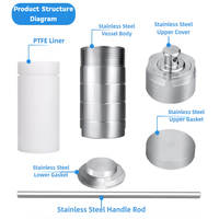 Reaktor Sintesis Hidrotermal Laboratorium Berlapis PTFE 220 Derajat, Autoklaf Baja Tahan Karat 25/50/100/150/200/250/300/500/1000ml