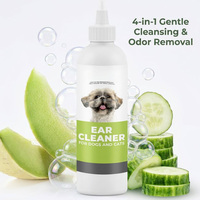 Limpiador de Oídos para Mascotas de Marca Privada OEM, Gotas para Lavar Oídos de Perros y Gatos con Aloe Vera y Aroma a Pepino, Solución Suave para el Cuidado de las Orejas