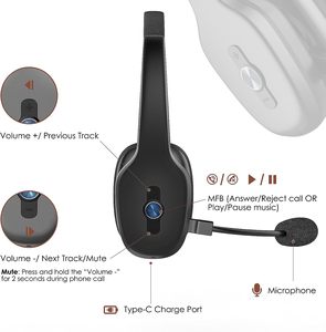 Auriculares Bluetooth H1 V5.3, Auriculares Inalámbricos para Camioneros, Manos Libres, con Micrófono para Centro <span class=keywords><strong>de</strong></span> Llamadas y Oficina - Product Image 2