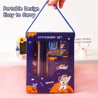 Ensemble de papeterie mignon pour enfants, six pièces, boîte cadeau pour fournitures scolaires, trousse à crayons, stylo, règle, ensemble pour étudiants