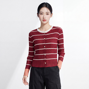 Chemisier plissé vintage Miyake pour femme, décontracté, grande taille, manches longues, col rond, coupe droite, tissé - Product Image 3