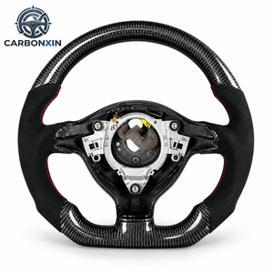 Volant de course en fibre de carbone Carbonxin 3 branches noir avec surpiqûres rouges - Product Image 1