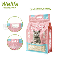 Sacs en plastique Mylar personnalisés anti-fuite pour litière de chat au tofu, fond plat, avec fenêtre, poignée et fermeture éclair, 5kg, 10kg, 15kg