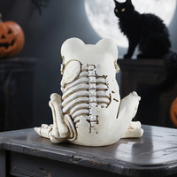 Figurine de grenouille squelette d'Halloween en résine, statue miniature de grenouille osseuse, ornement décoratif effrayant, artisanat en résine en gros