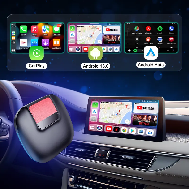 PhoebusLink Carplay AI Box Portable Wireless Device Supports YouTube Netflix All Streaming Apps For Apple Android Auto on the Go