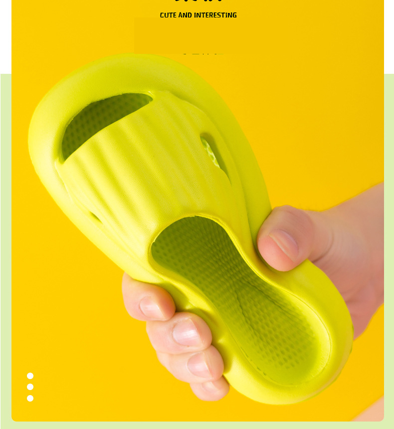 Kids Home Slide Slippers Solid Color Covered Head Thick Sole Non-slip Bathroom Indoor Slippers