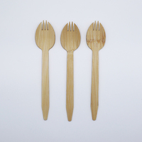 Ecologisch verantwoorde, wegwerp bamboe spork, FDA LFGB goedgekeurd, biologisch afbreekbare bamboe vork-lepel combinatie voor feestjes