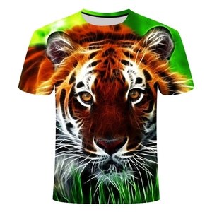 T-shirt décontracté à manches courtes en polyester tricoté 180 grammes avec impression numérique <span class=keywords><strong>Lion</strong></span> <span class=keywords><strong>Tigre</strong></span> <span class=keywords><strong>Plus</strong></span> Man - Product Image 2