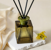 Flacons diffuseurs de parfum en verre transparent de 200 ml, forme carrée cubique, avec motif à grain vertical