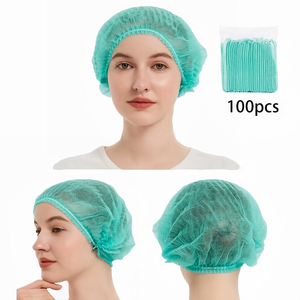 Gorros Verdes para Cubrir el Cabello, Ligeros, Resistentes a Fluidos, Transpirables, con Certificación CE, No Estériles - Product Image 1