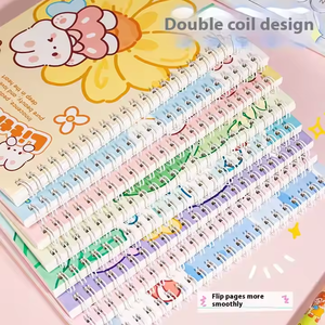 Cuaderno en espiral con tarjeta mágica A5 personalizable, libro de bobina suave de línea Horizontal bonita, cuaderno grueso de dibujos animados de tamaño de estudiante de cuero - Product Image 2