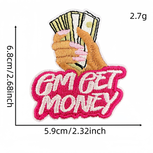 Patchs brodés magnétiques roses « Money Magnet » avec slogan « Girl Boss Hustle », appliques thermocollantes « Money Loves Me », badges <span class=keywords><strong>pour</strong></span> sacs et décorations féminines - Product Image 6
